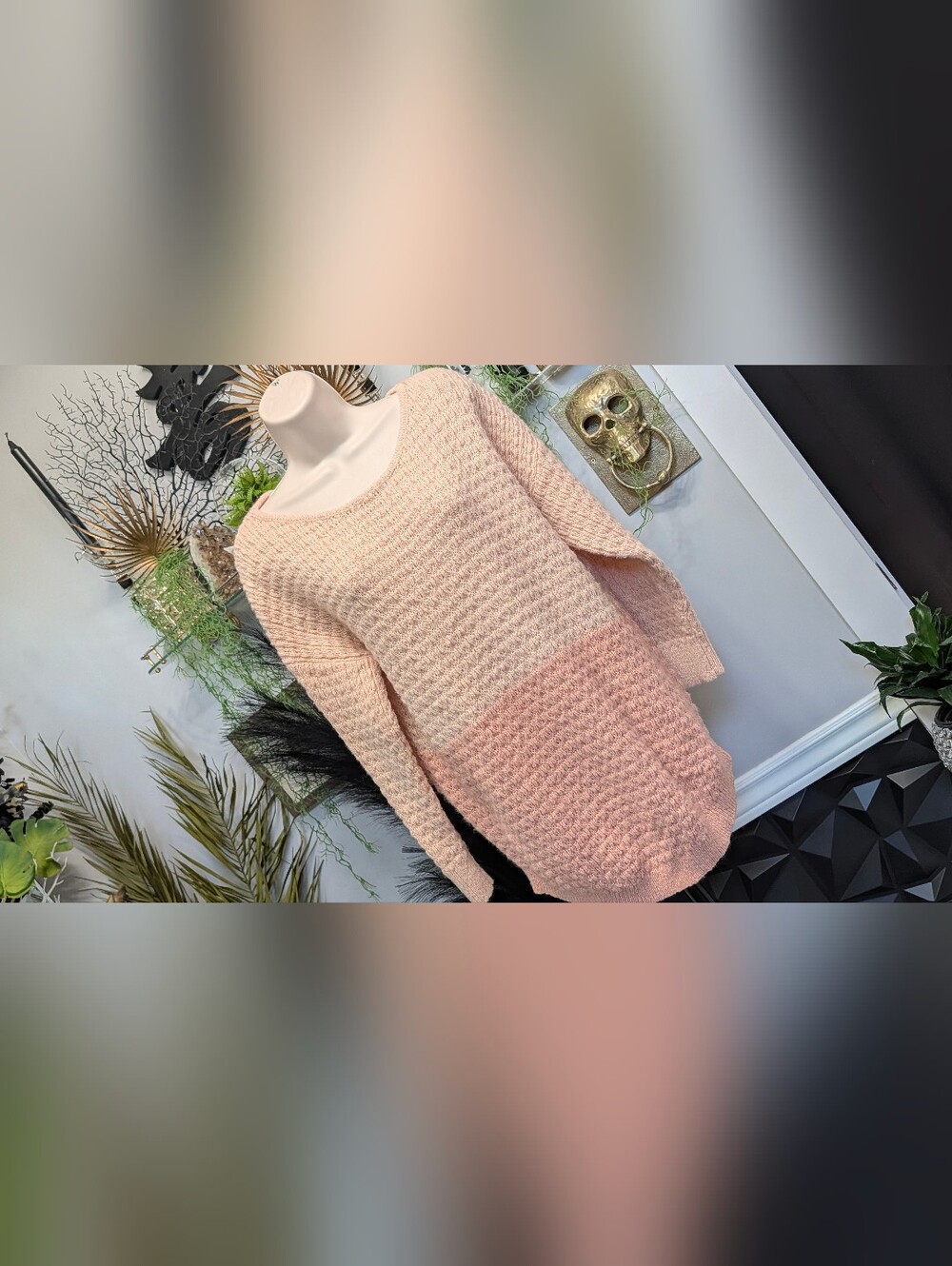 Amaryllis Pink Waffle Sweater LG